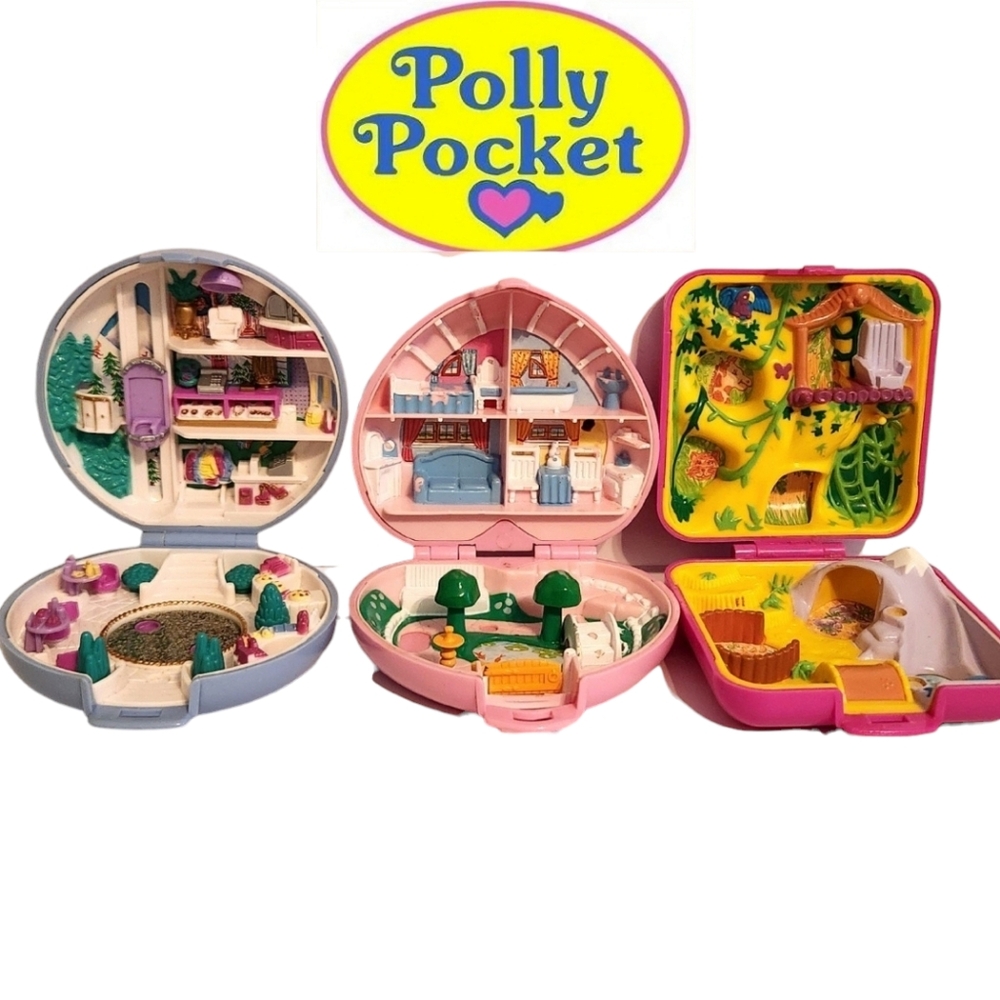 Vintage 90s Polly Pocket Skating Party Country Cottage Zoo World COMPACTS ONLY